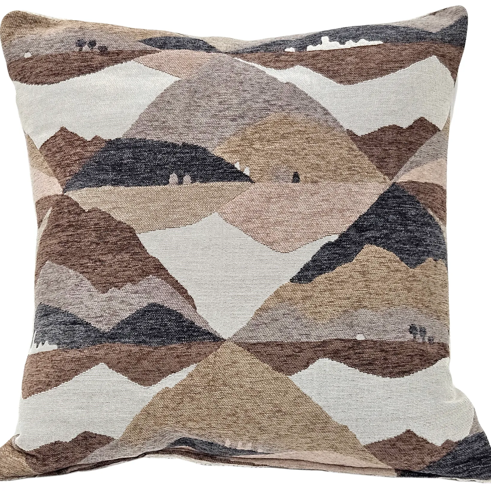 Abstract Mountains Brown Throw Pillow 21x21