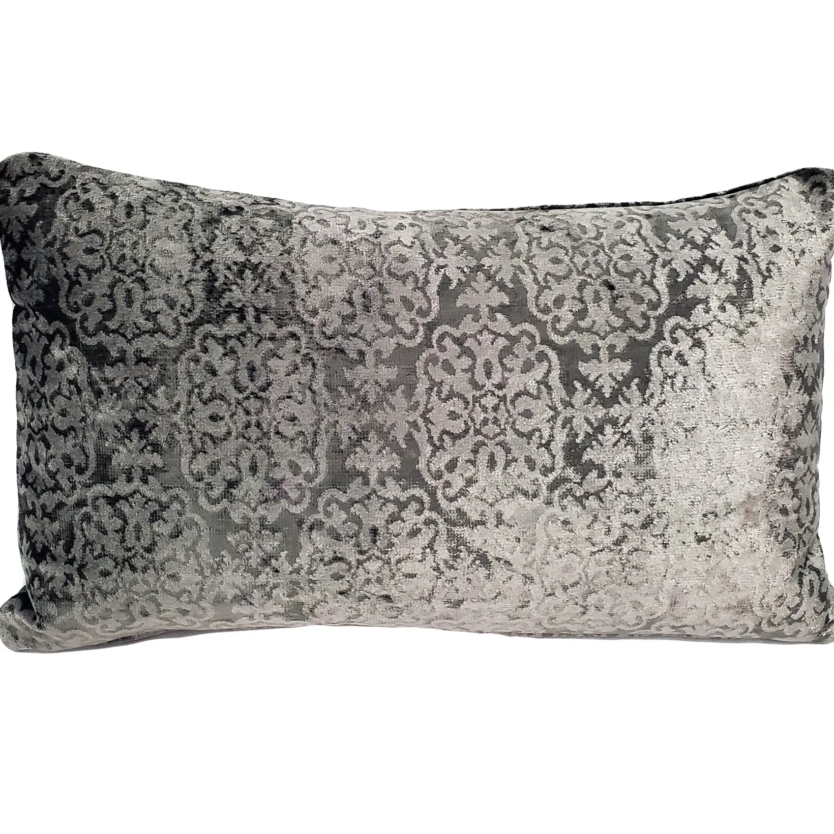 Artemis Pewter Gray Velvet Throw Pillow 12x20