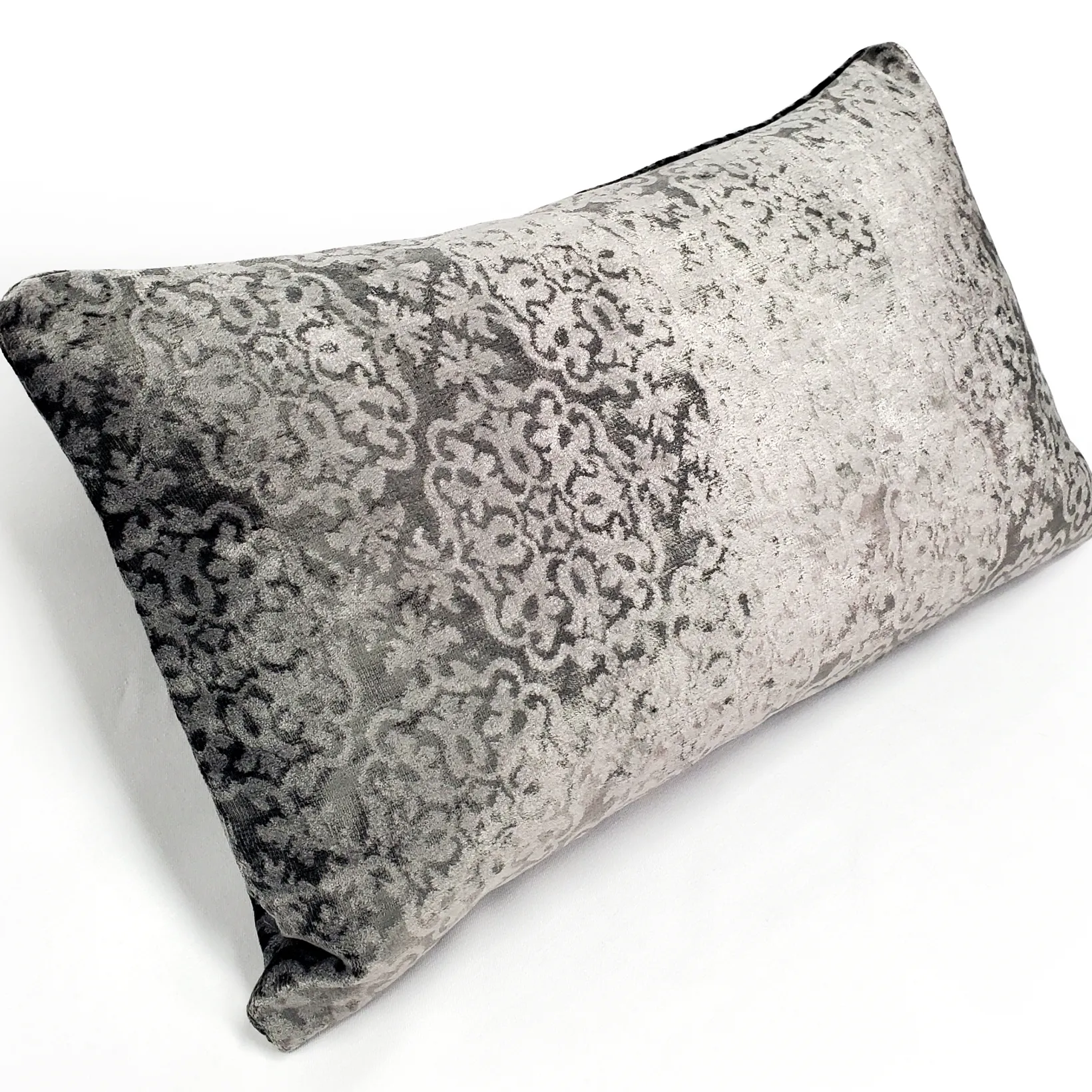 Artemis Pewter Gray Velvet Throw Pillow 12x20