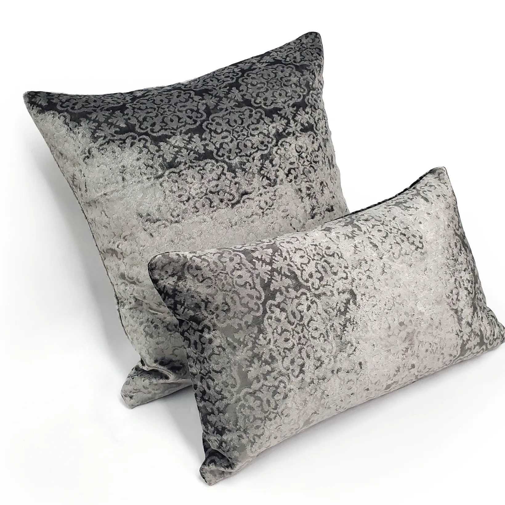 Artemis Pewter Gray Velvet Throw Pillow 12x20