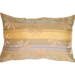 Beige Floral on Stripes Rectangular Decorative Pillow