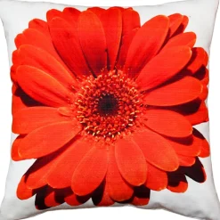 Bold Daisy Flower Red Throw Pillow 19x19