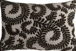 Brackendale Ferns Black Rectangular Throw Pillow