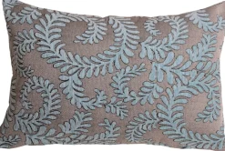 Brackendale Ferns Sea Blue Rectangular Throw Pillow