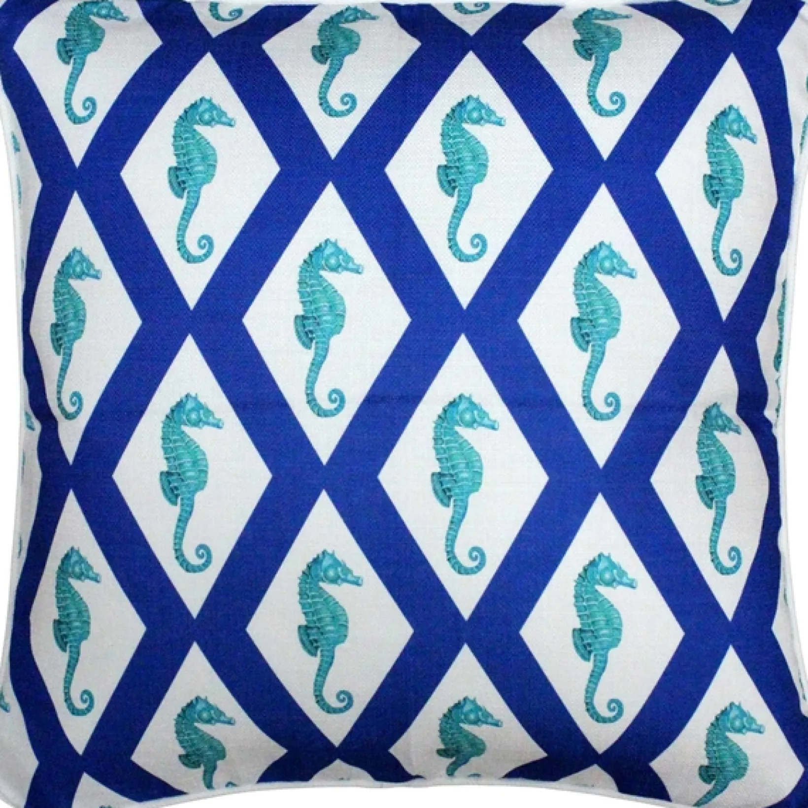 Capri Blue Argyle Seahorse Throw Pillow 20x20