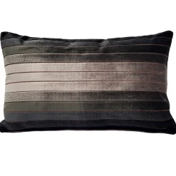 Carbon Stripes Textured Velvet Throw Pillow 12x19