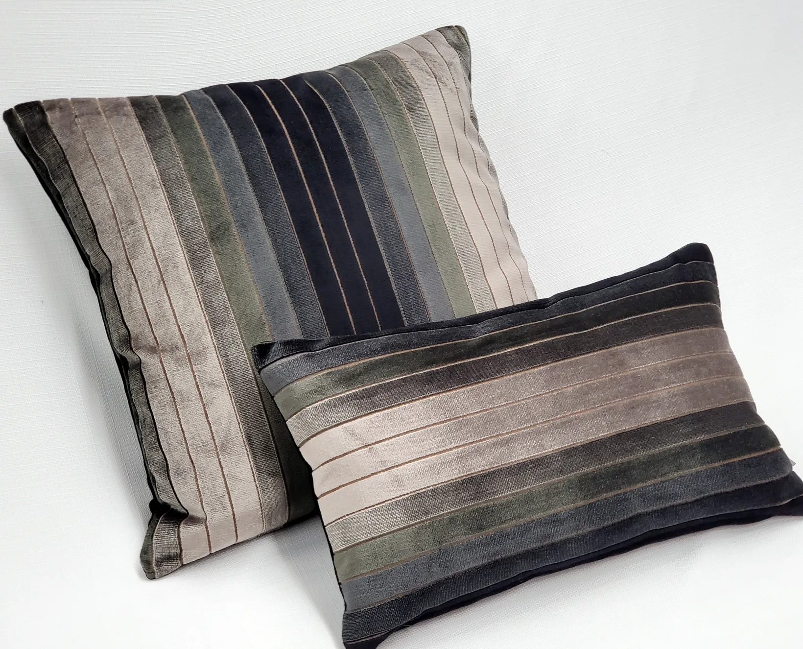 Carbon Stripes Textured Velvet Throw Pillow 20x20