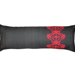 Charcoal Scroll Outdoor Throw Pillow 12x35