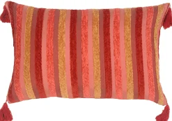 Chenille Stripes in Raspberry and Caramel Accent Pillow 1