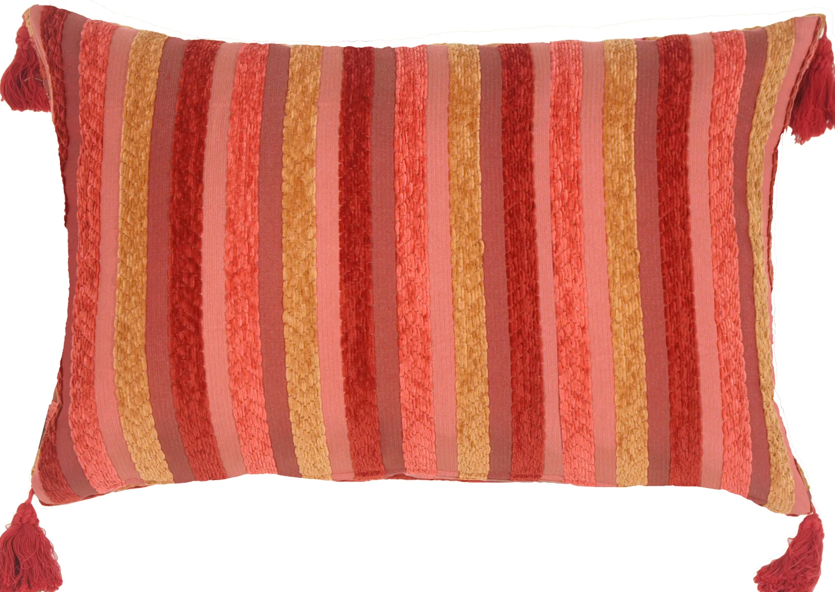 Chenille Stripes in Raspberry and Caramel Accent Pillow 1