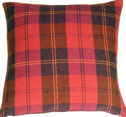 Contemporary Plaid Red 20x20 Throw Pillow