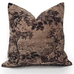 Elm Forest Sepia Tapestry Throw Pillow 21x21