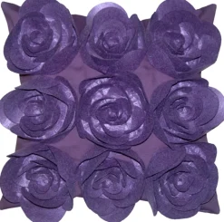 Felt Flowers in Purple 17x17 Throw Pillow