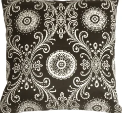 Filigree Black 17x17 Throw Pillow