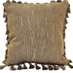 Heather Downs Soft Gold Ribbed Throw Pillow 17x17