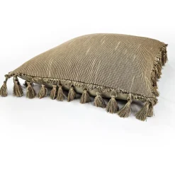 Heather Downs Soft Gold Ribbed Throw Pillow 17x17