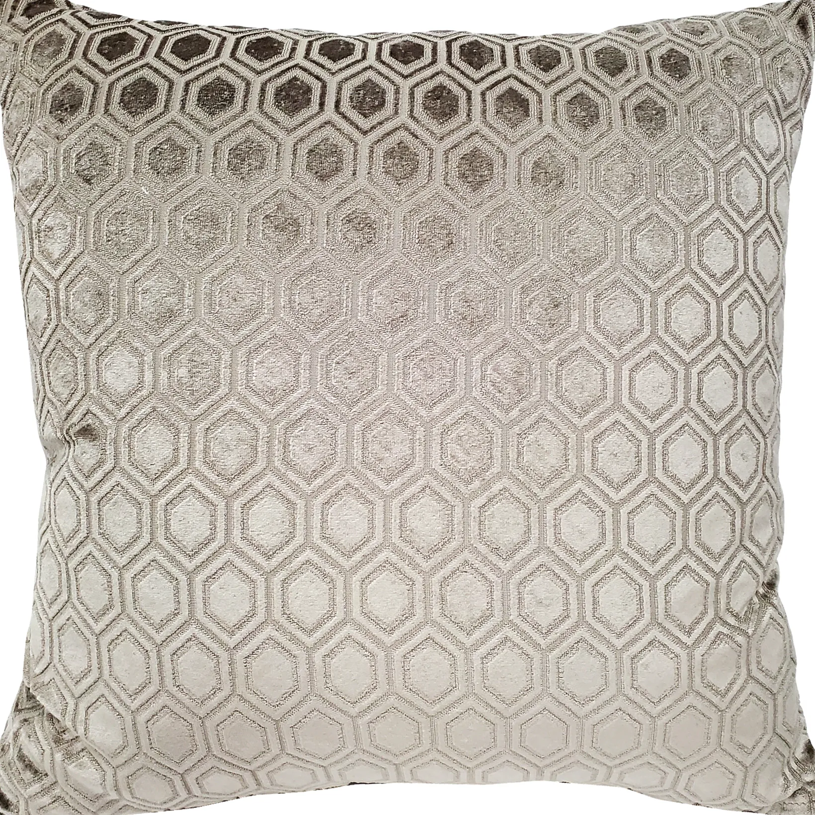Hexa Mercury Taupe Velour Throw Pillow 18x18
