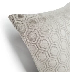 Hexa Mercury Taupe Velour Throw Pillow 18x18