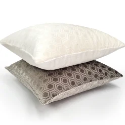 Hexa Mercury Taupe Velour Throw Pillow 18x18