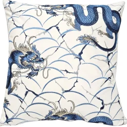 Imperial Dragon Embroidered Throw Pillow 20x20