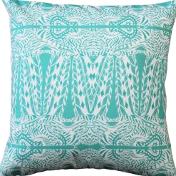 Karalina Partridge Stamp Turquoise Throw Pillow 20x20