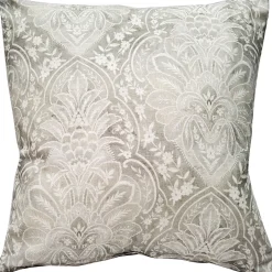 Leone Damask Cloud Gray Throw Pillow 21x21