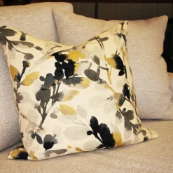 Linen Leaf Graphite Gray Throw Pillow 20x20