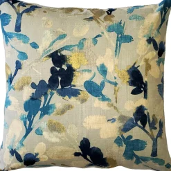 Linen Leaf Indigo Throw Pillow 20x20