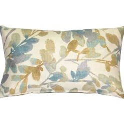 Linen Leaf Marine Throw Pillow 12x20