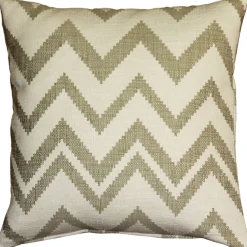 Lorenzo Zigzag Cream 20x20 Throw Pillow