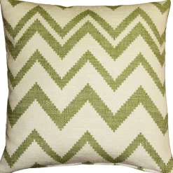 Lorenzo Zigzag Green 20x20 Throw Pillow