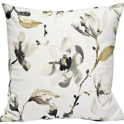 Magnolia Watercolor Gray Taupe Neutral Pillow 22x22