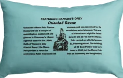 Marco Polo Theatre Restaurant 12x20 Blue Throw Pillow