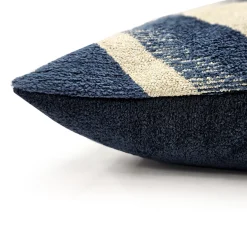 Maritime Stripe Blue Chenille Throw Pillow 25x25