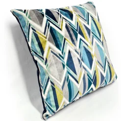 Marquis Chevron Aqua Velvet Throw Pillow 21x21