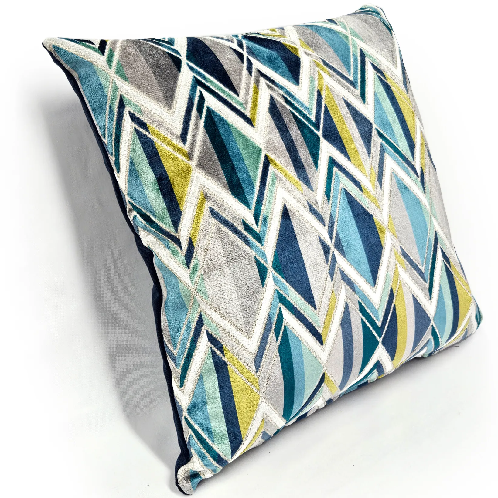 Marquis Chevron Aqua Velvet Throw Pillow 21x21