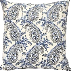 Midnight Paisley Cotton Square Throw Pillow 25x25