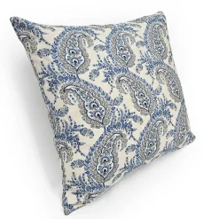 Midnight Paisley Cotton Square Throw Pillow 25x25