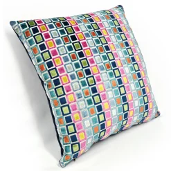Mod Grid Fiesta Velvet Throw Pillow 21x21