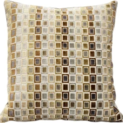Mod Grid Gold Velvet Throw Pillow 21x21