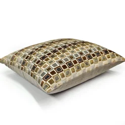 Mod Grid Gold Velvet Throw Pillow 21x21
