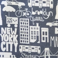 New York City Cotton Print Throw Pillow 17x17