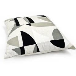 Prism Abstract Black Embroidered Throw Pillow 22x22
