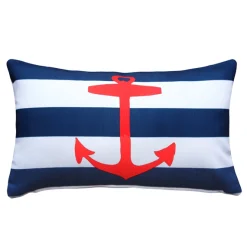 Red Anchor Nautical Throw Pillow 12x19