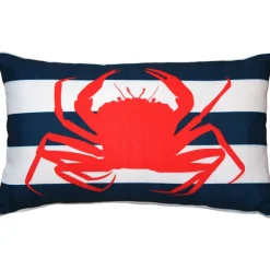 Red Crab Nautical Throw Pillow 12x19
