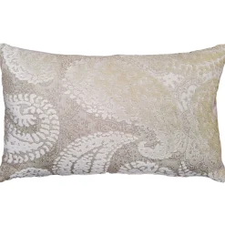 Rochelle Vanilla Paisley Velvet Pillow 12x20