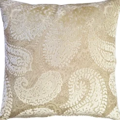Rochelle Vanilla Paisley Velvet Pillow 20x20