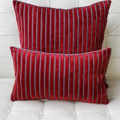 Rockefeller Lava Red Velvet Throw Pillow 12x20