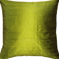 Sankara Chartreuse Green Silk Throw Pillow 18x18