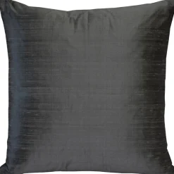 Sankara Dark Gray Silk Throw Pillow 16x16